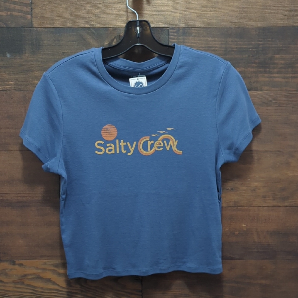 Salty Crew Navy Tee with Orange Accents